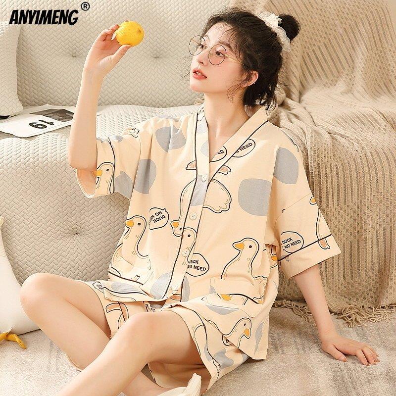 igan Sleepwear Korean Pijamas Plus Size Nightwear Shorts Pjs