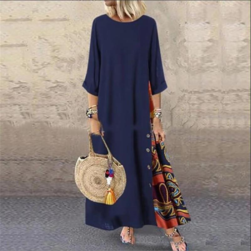 Vintage clashing buttons sevenpoint sleeves dress撞色连衣裙