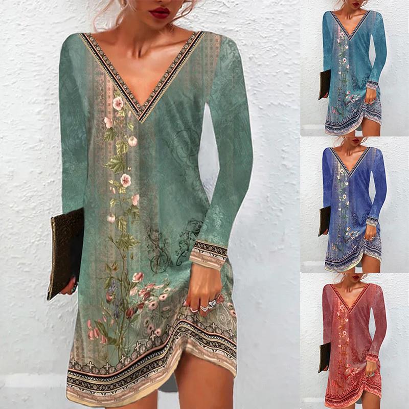Vneck sleeve lo连衣裙