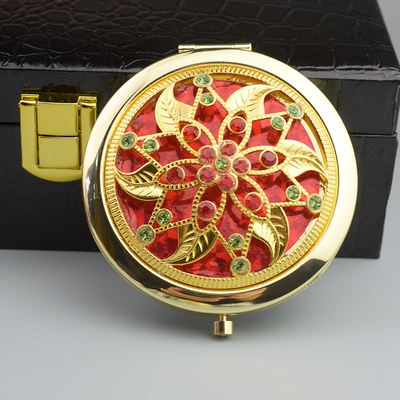 化妆镜金银复古镂空折叠镜子