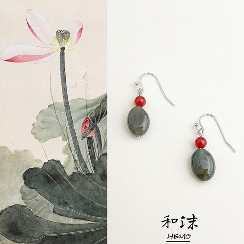 Hemo原创印度玛瑙清冷感小众耳环