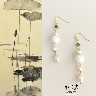 〖莲花晨曦〗 流苏文艺莲花耳饰 原创手作巴洛克淡水珍珠耳环长款