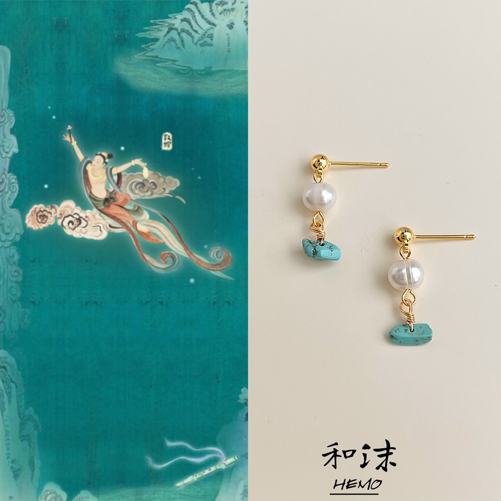 Hemo法式淡水珍珠复古高级感耳饰