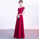 Вечернее платье, летнее красное свадебное платье, длинная юбка, открытые плечи, коллекция 2023