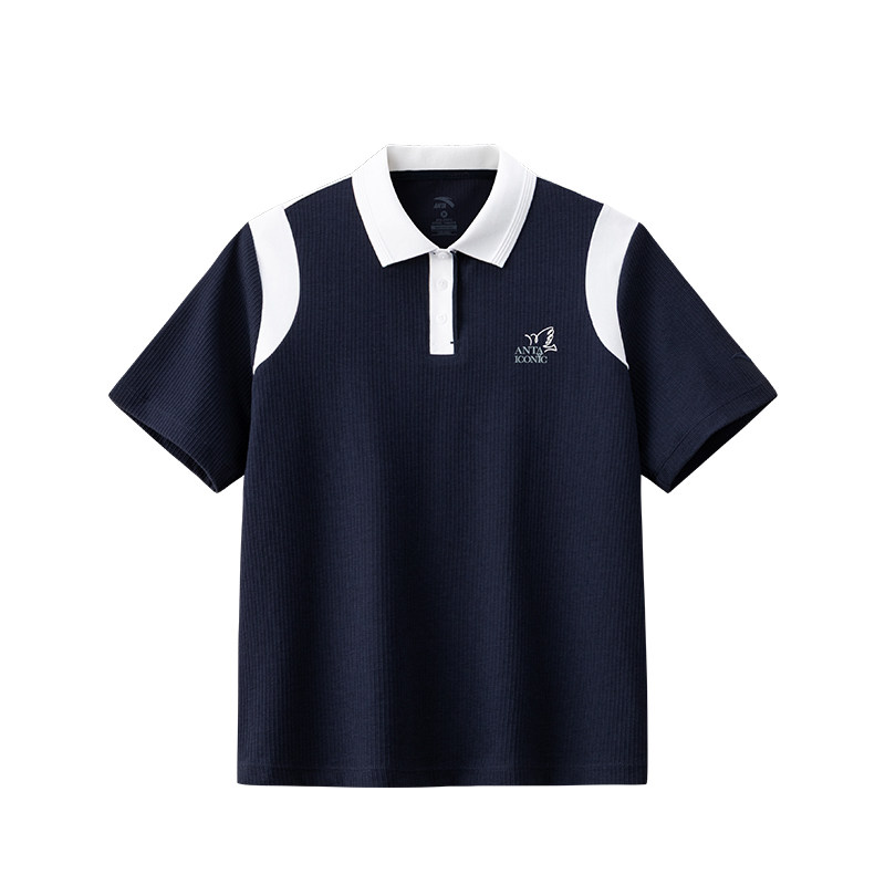 安踏学院风短袖POLO衫女装2026夏季新款撞色翻领t恤上衣162628120