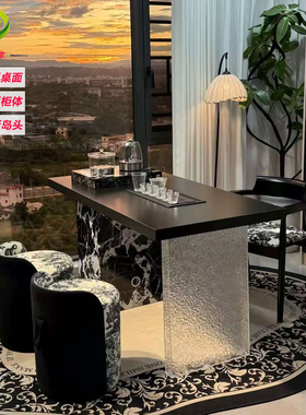 世外牧歌意式岩板茶桌椅组合茶台办公室轻奢简约现代小户型泡茶桌