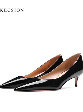 LUKE黑色高跟鞋2025夏款真皮尖头细跟舒适职业百搭单鞋女不累脚