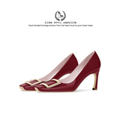 新款 RV方头红色高跟鞋 女性感法式 LUKE2025秋季 细跟职业通勤单鞋