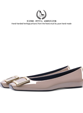 LUKE2025春秋新款rv方头百搭浅口平底单鞋女内增高小香风气质女鞋