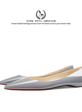 LUKE法式漆皮单鞋2025夏季新款红底内增高平底鞋灰色百搭女款