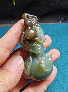 新疆和田玉且末蓝调糖玉葫芦手把件苏工精品油润男女国风尔昌尔炽