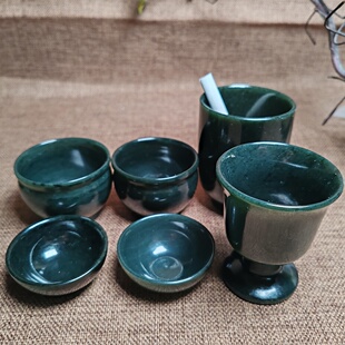 新疆和田玉塔青玉碗茶杯酒杯笔筒笔洗烟灰缸香炉把件文玩小摆件