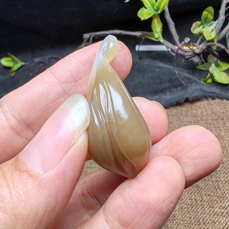 和田玉糖白玉玉兰花吊坠挂件苏工精品油润细腻男女国风玉堂富贵