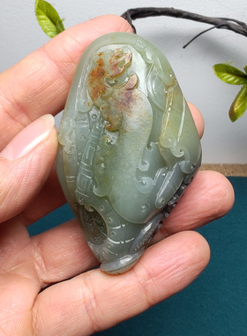 新疆和田玉籽玉红沁皮仿古龙螭龙锦灰堆手把件男女国风必定成龙