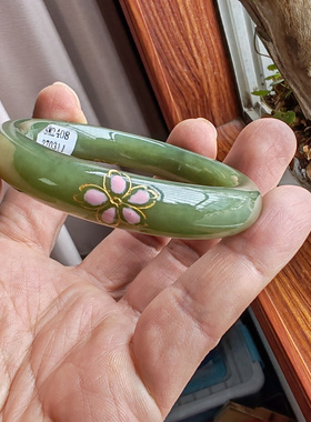 和田青白玉雕花手镯50mm+精品