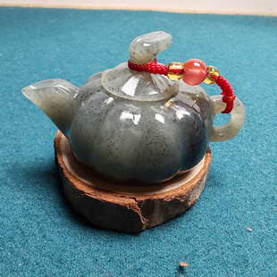 新疆和田玉青花墨玉南瓜壶把把壶文玩小把件手把件男女半亩香田