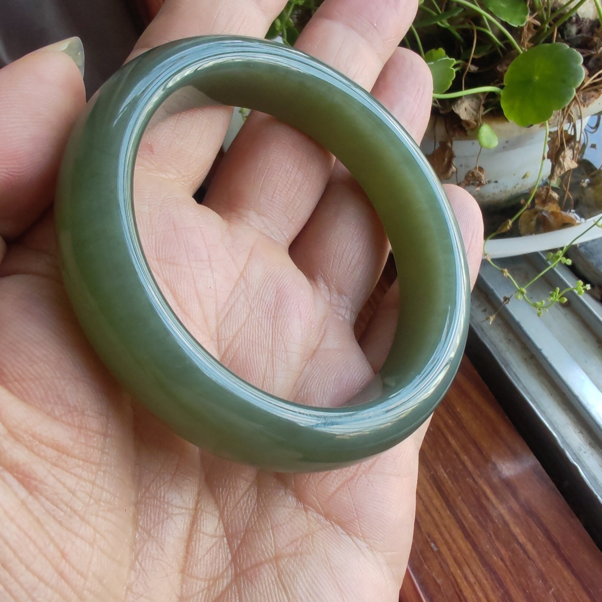 送证书新疆和田玉且末蓝调手镯玉镯子56mm+油润保真女神雨过天青