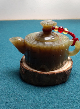 新疆和田玉且末糖松树壶把把壶文玩小把件手把件男女国风把把赢