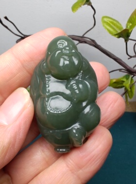 佛引福来新疆和田玉且末蓝调佛蝙蝠吊坠挂件细腻油润玉石玉器高档