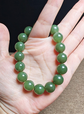 和田玉青黄口手链12mm宛若冰清