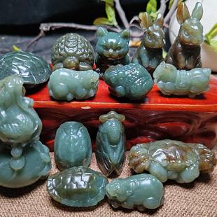 新疆和田玉龟壳龙龟兔子葫芦马螃蟹蝉知了青蛙蛤蟆貔貅吊坠把件
