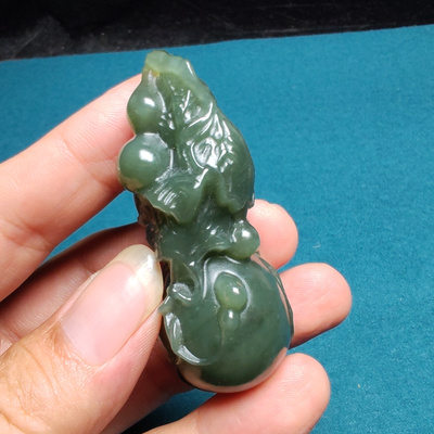 新疆和田玉且末蓝调糖玉葫芦吊坠挂件小手把件男女国风福禄相随