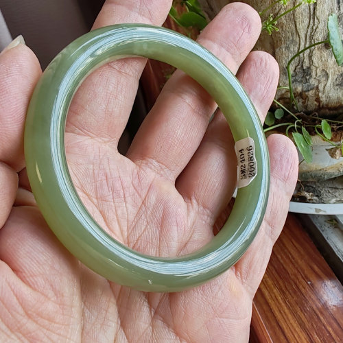 和田青白玉飘花手镯58mm+女唯美