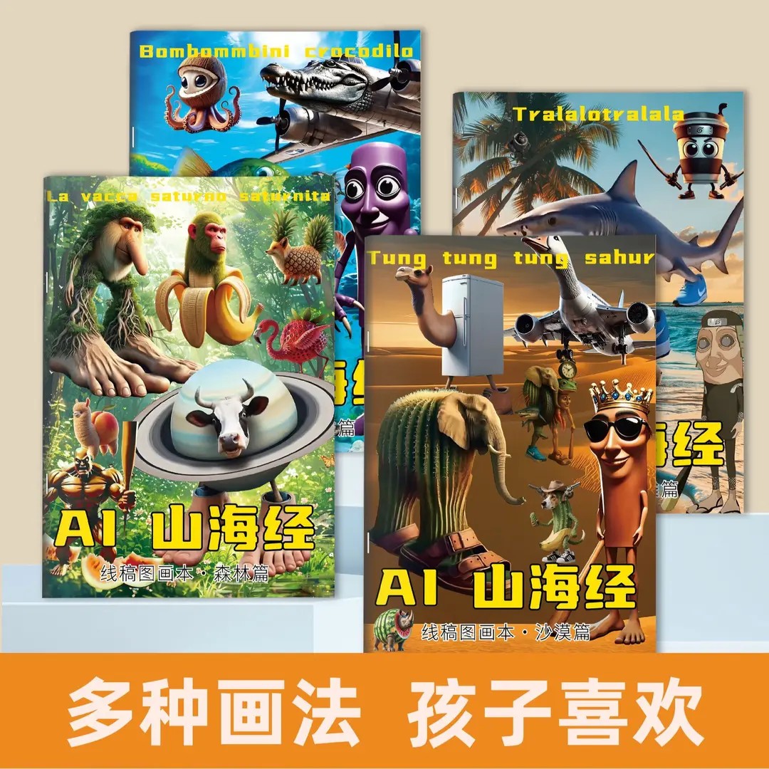 ai山海经描摹本涂鸦填色绘画本