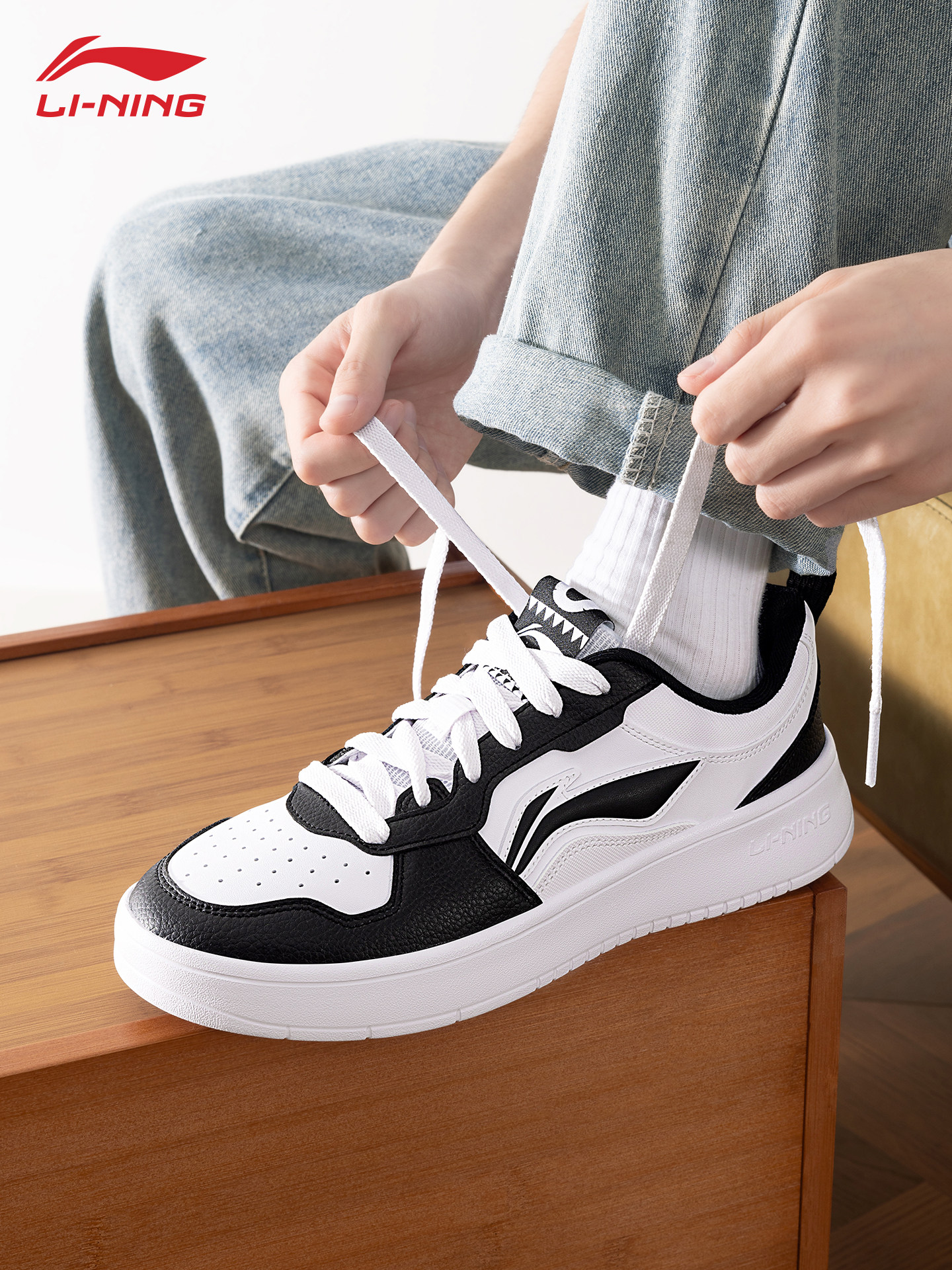 Кроссовки Li Ning; мужская обувь; коллекция 2025 года; новинка зимы; стиль Chuyun; мужская взрывная дышащая черно-белая спортивная обувь на мягкой подошве; повседневная обувь Изображение 1