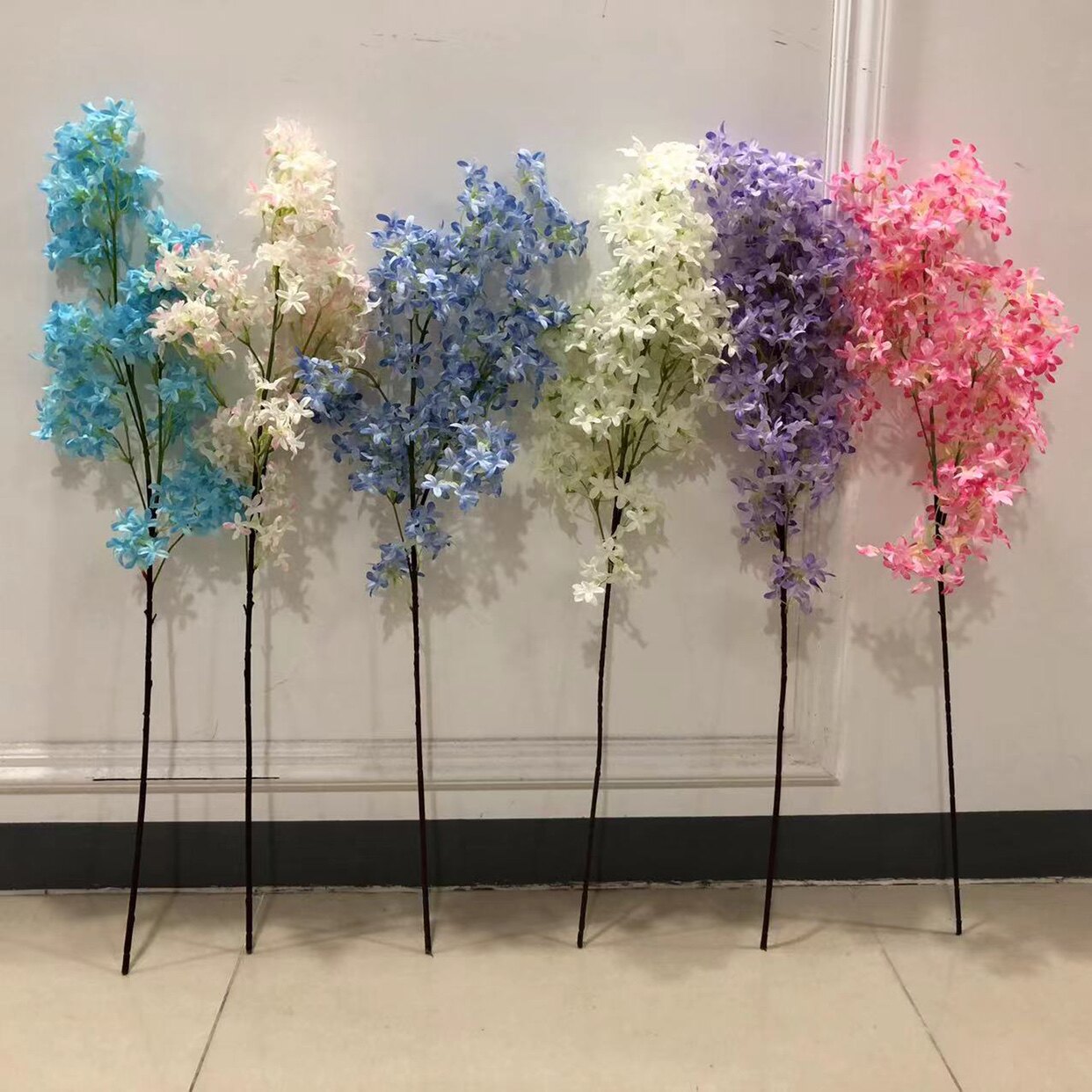 仿真丁香花长枝单杆丁香花紫薇花 十字花装饰花树制作庭院造景