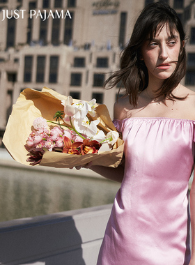 [折上8折]Not Just Pajama 一字肩短款连衣裙22姆米桑蚕丝