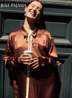 [折上8折]Not Just Pajama 22姆米真丝睡裙秋冬衬衫连衣裙可外穿