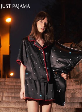 Not Just Pajama Galaxy系列星空印花秋冬真丝睡衣短袖家居服套装