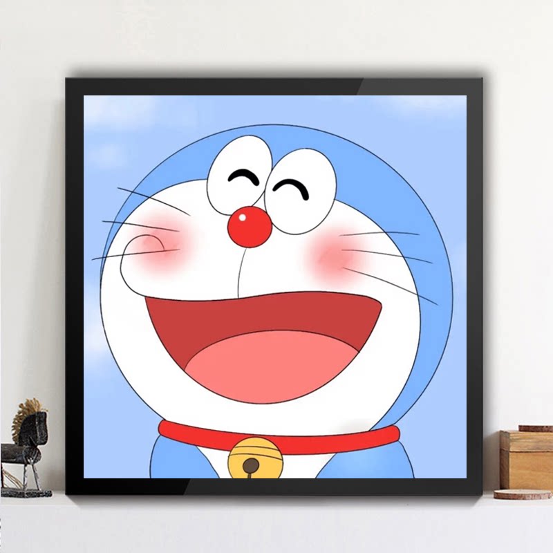 卡通钻石画哆啦a梦叮当猫新款机器猫带框儿童房diy学生手工十字绣