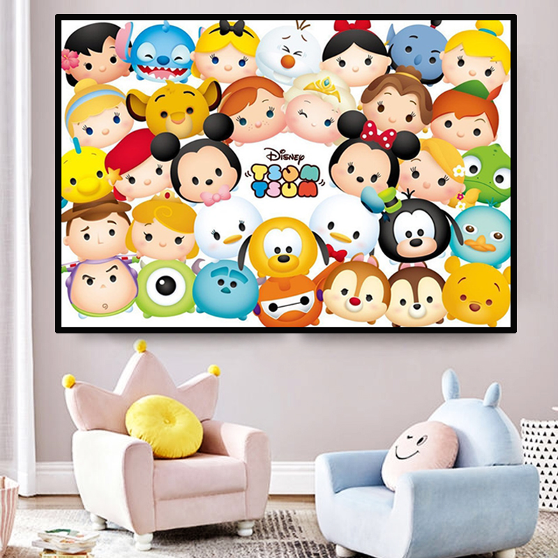 q版卡通动物tsum大集合钻石画小幅带框十字秀diy钻石绣儿童房手工