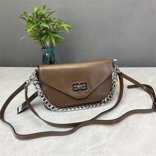链条小方包多隔层复古头层牛皮腋下包质感简约双肩带单肩斜跨女包