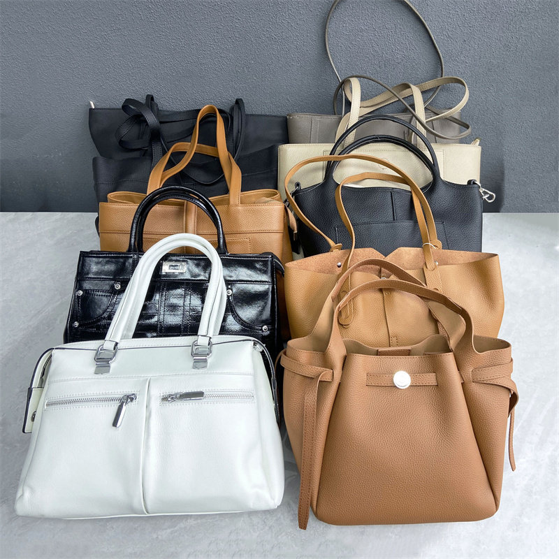 断色尾数多款真皮托特包百搭手提头层牛皮单肩包大容量通勤大包包
