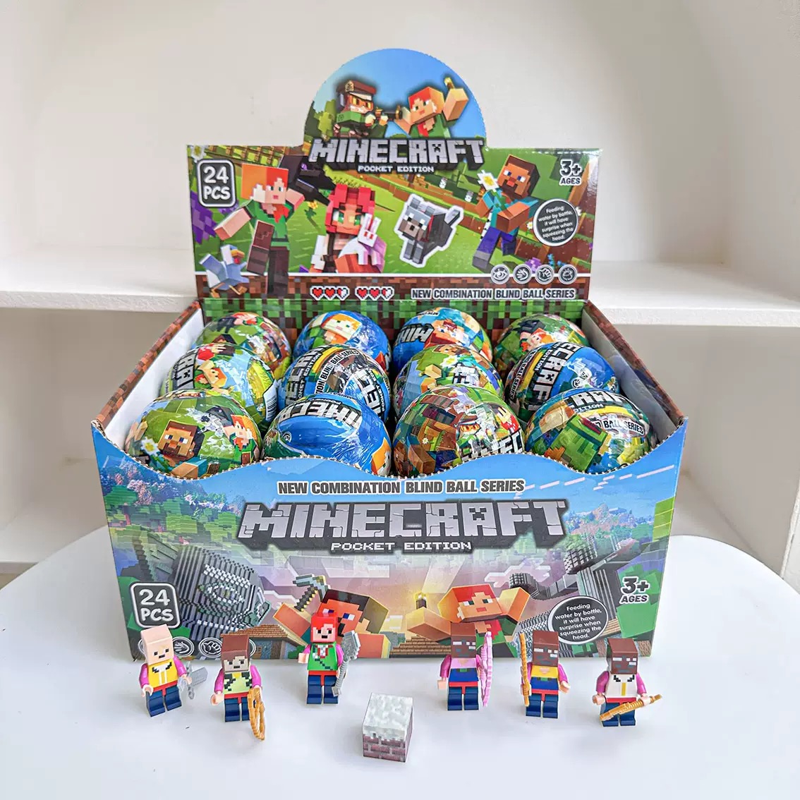 跨境扭蛋盲盒MC我的积木世界磁力方块像素拼装积木儿童益智礼物