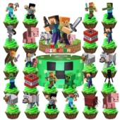 25件套热销我 饰蛋糕插牌批发 世界像素大战生日节日派对装