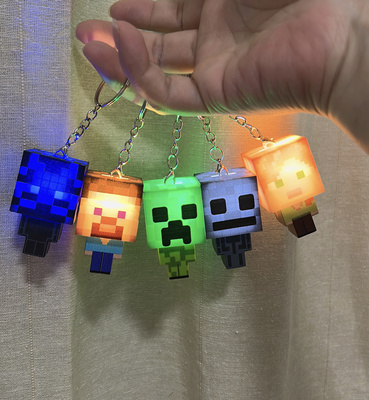 我的世界周边MC发光钥匙扣挂件苦力怕史蒂夫人仔模型书包挂件火把
