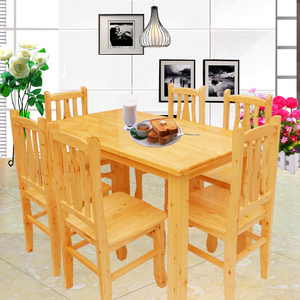 全实木餐桌椅组合小户型家用现代简约长方形饭店面馆饭桌椅子促销