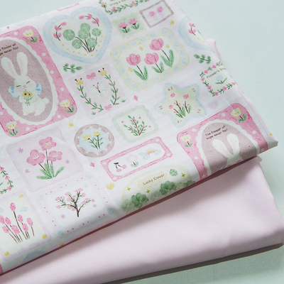 菜家布铺 花框兔语印花破卡布料防泼水外套羽绒服马甲防风服面料