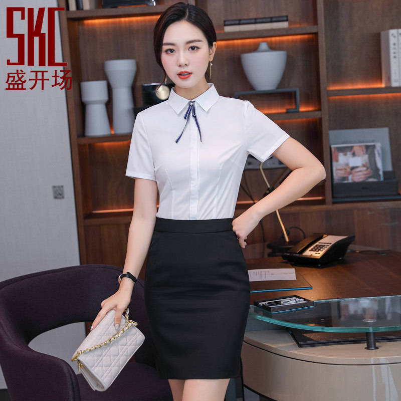 酒店工作服短袖前台收银员职业衬衫女餐饮服务员工装经理领班衬衣|ruв категории Женская одежда, рубашка - от Buy2taobao.com для оказания профессиональной услуги покупки агента Taobao