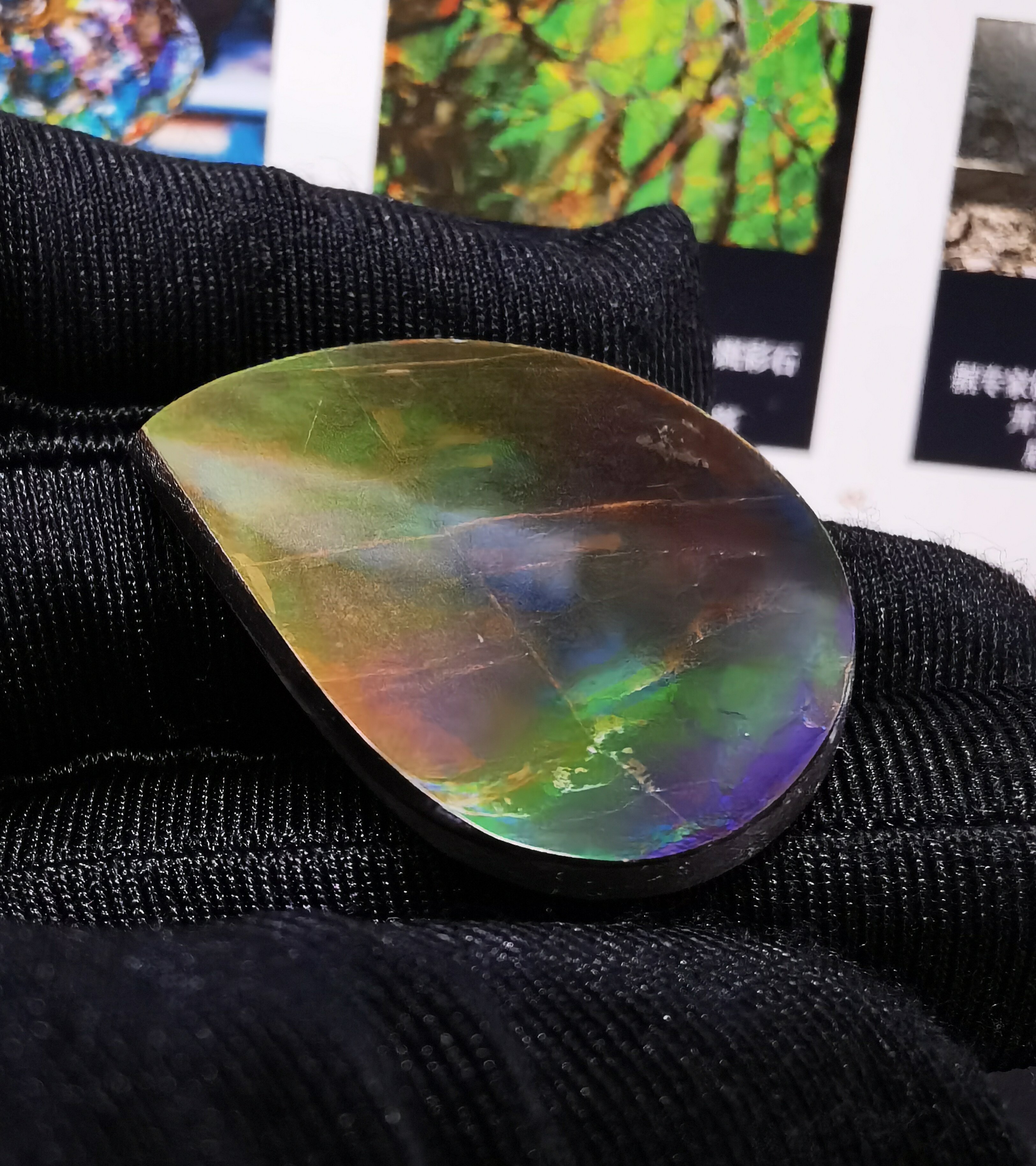 加拿大天然斑彩宝石,k家,镜面粉紫炫光