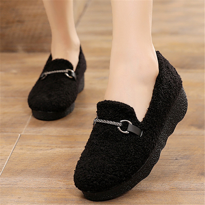 豆豆鞋女冬2026新款老北京布鞋防滑厚底工作女鞋加绒保暖妈妈棉鞋