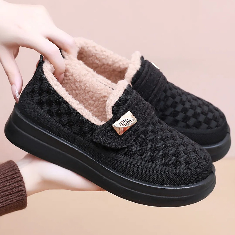 秋冬老北京布鞋女棉鞋平底加绒保暖休闲乐福鞋防滑软底舒适妈妈鞋