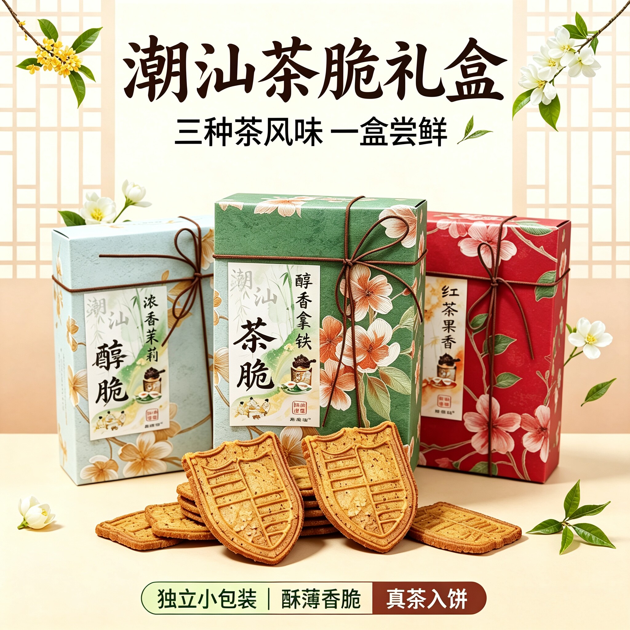 潮汕特色手信礼红茶茉莉茶脆拿铁薄脆咖啡脆休闲茶点糕点茶酥零食