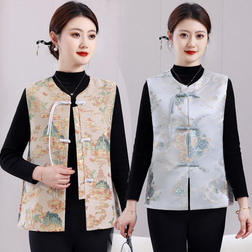 妈妈春装马甲中老年女装马夹