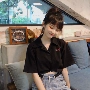 Phụ nữ mùa hè 2019 phiên bản Hàn Quốc mới của cổ áo POLO tươi nhỏ in cổ áo sơ mi ngắn tay hoang dã - Áo sơ mi mẫu áo sơ mi