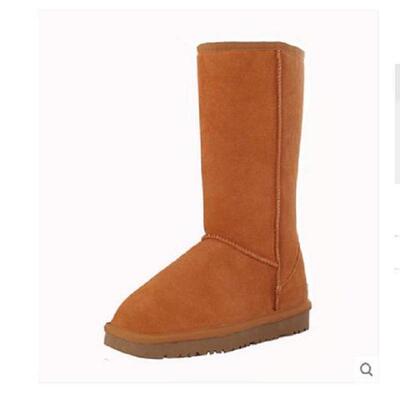 秋冬新款正品牛皮高筒真皮雪地靴休闲平跟女靴棉鞋5815咖啡色